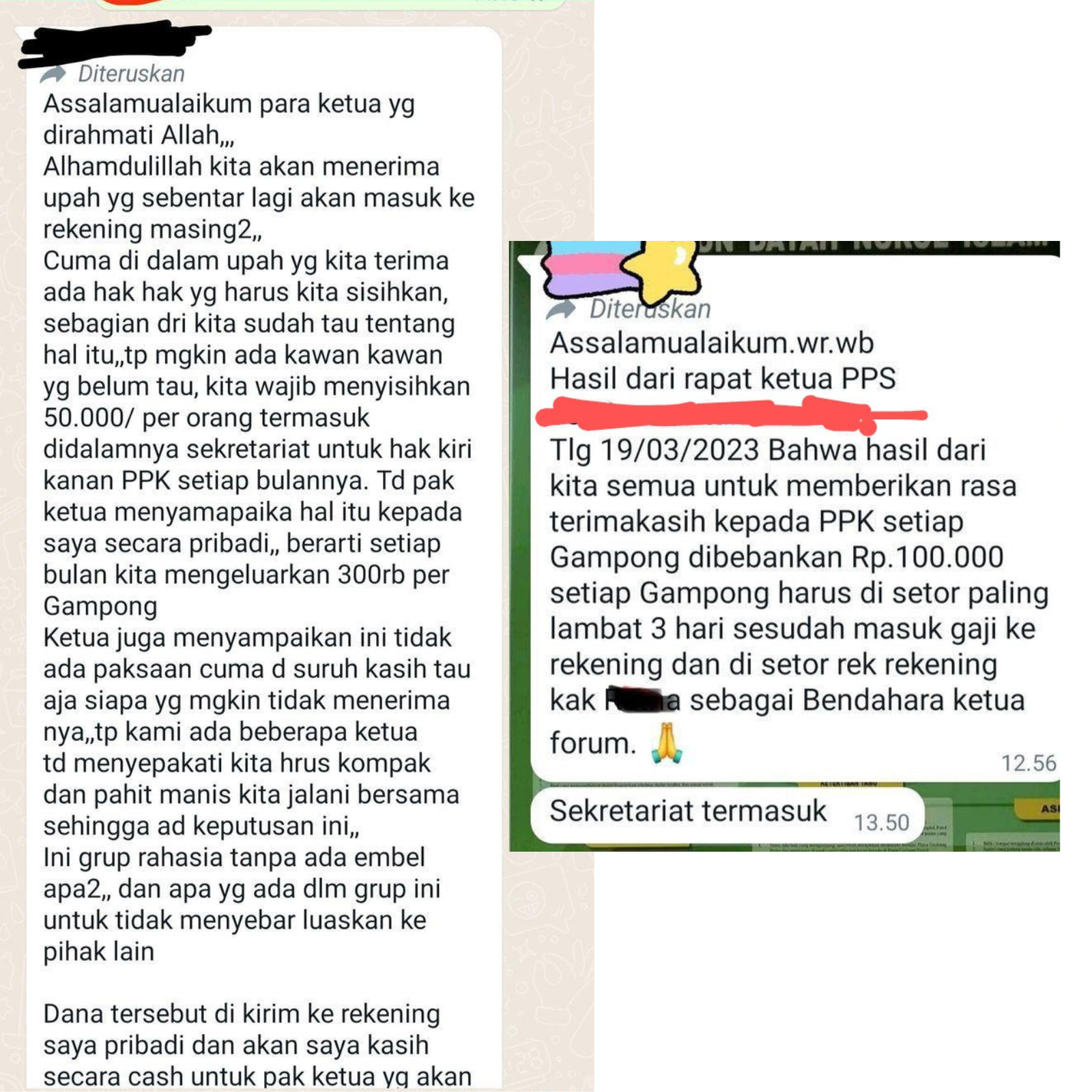 Beredar Chat Setiap PPS Setor Uang Terimakasih Rp. 100.000 Kepada PPK Beredar Chat Setiap PPS Setor Uang Terimakasih Rp. 100.000 Kepada PPK