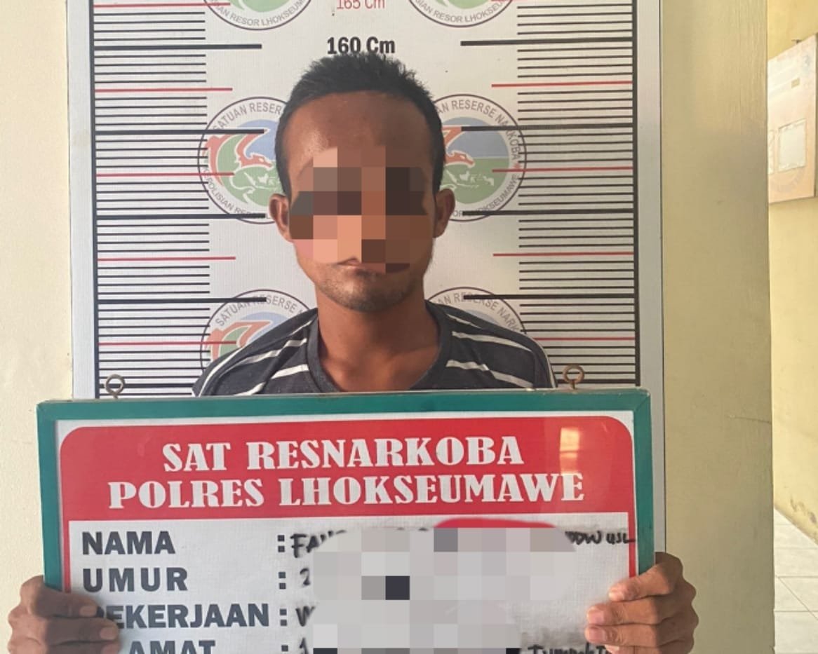 Seorang Tersangka Penyalahgunaan Narkotika di Lhokseumawe Ditangkap Polisi Seorang Tersangka Penyalahgunaan Narkotika di Lhokseumawe Ditangkap Polisi