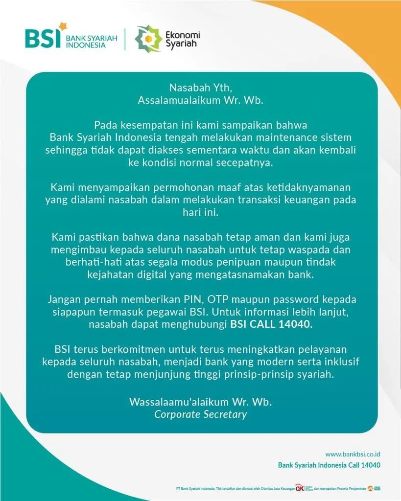 Transaksi BSI Masih Belum Normal, Sejumlah Nasabah Ikut Kecewa Transaksi BSI Masih Belum Normal, Sejumlah Nasabah Ikut Kecewa