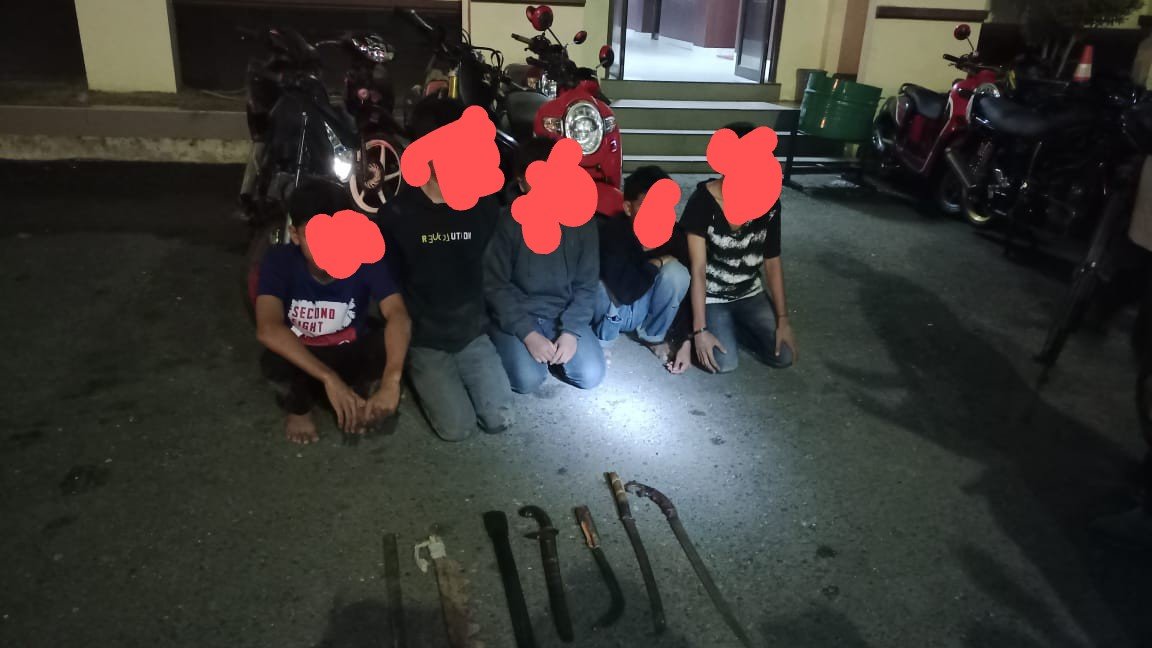 Bawa Sajam, Polsek Banda Sakti Tangkap Lima Remaja Bawa Sajam, Polsek Banda Sakti Tangkap Lima Remaja